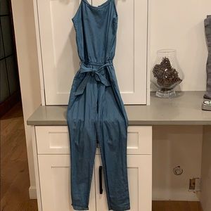 Chloe girls denim belted jump suit size 12